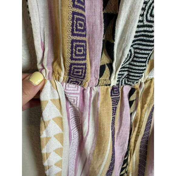 Elan Women's Jumpsuit Cropped Size Medium Strapless Colorful Cotton Striped - Picture 7 of 12